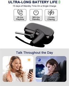 img 1 attached to 🎧 High-Tech Bluetooth Headset V5.1: Pro Noise Cancelling, CVC8.0 Dual Mic, 240 Hrs Standby - Optimized for Cell Phone iPhone Business/Workout/Driving