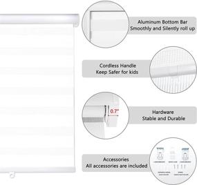 img 1 attached to 🪟 AOSKY Cordless Window Zebra Blinds Roller Shades for Home and Office, Room Darkening White Blinds for Windows (W35 X H72)