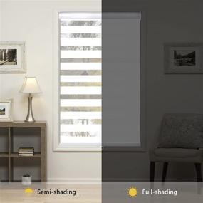 img 2 attached to 🪟 AOSKY Cordless Window Zebra Blinds Roller Shades for Home and Office, Room Darkening White Blinds for Windows (W35 X H72)