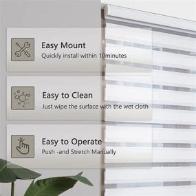 img 3 attached to 🪟 AOSKY Cordless Window Zebra Blinds Roller Shades for Home and Office, Room Darkening White Blinds for Windows (W35 X H72)