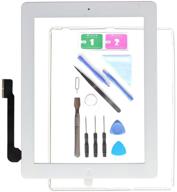 📱 premium replacement screen for ipad 3 a1416 a1403 a1430 - touch screen digitizer front glass assembly in white with home button, camera holder, preinstalled adhesive, and tools kit logo