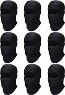 satinior 9-piece balaclava full face cover with uv protection, breathable hood for summer outdoor use - black (one size) logo