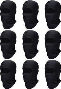 img 4 attached to SATINIOR 9-Piece Balaclava Full Face Cover with UV Protection, Breathable Hood for Summer Outdoor Use - Black (One Size)