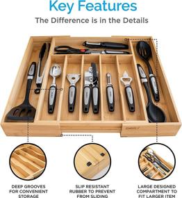 img 2 attached to 🍴 SMIRLY Bamboo Kitchen Drawer Organizer: Effortlessly Organize Silverware, Utensils, and Cutlery in Drawers