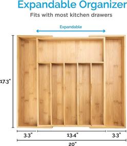 img 1 attached to 🍴 SMIRLY Bamboo Kitchen Drawer Organizer: Effortlessly Organize Silverware, Utensils, and Cutlery in Drawers