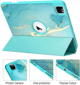 img 3 attached to 📱 ZtotopCases iPad Pro 11 Чехол 2021/2020/2018: Ударопрочный мраморный зеленый чехол с держателем для Apple Pencil, функцией автоматического перехода в режим сна/пробуждения, трехскладочной подставкой - для iPad Pro 11 3-го/2-го/1-го поколения