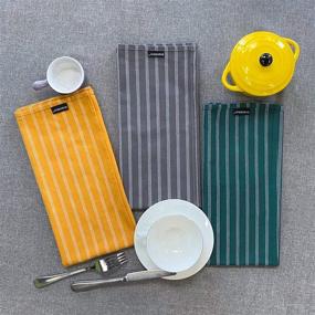 img 3 attached to 🧽 HARBORBAY Dish Drying Towels - Striped Dish Towels, Soft Cotton Kitchen Towels - Decorative Cloth Napkins, Washable & Durable Tea Towel Dishcloth Set of 3 (20 x 28 Inch) - Blue, Grey, Yellow