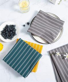 img 1 attached to 🧽 HARBORBAY Dish Drying Towels - Striped Dish Towels, Soft Cotton Kitchen Towels - Decorative Cloth Napkins, Washable & Durable Tea Towel Dishcloth Set of 3 (20 x 28 Inch) - Blue, Grey, Yellow