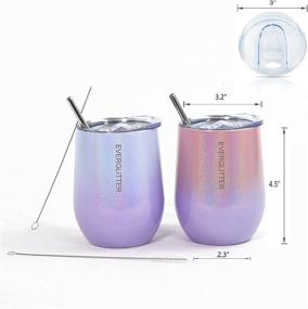 img 3 attached to 🍷 Sparkly Purple and Pink Glitter Wine Tumbler Set - 2 Pack, 12 oz, Insulated, Leakproof Lid, Double Wall Vacuum Stainless Steel Stemless Travel Coffee Tumbler - Perfect Christmas Gifts for Women - EVERGLITTER