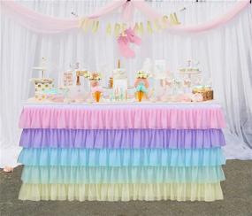 img 3 attached to 🌈 GewoneLife Rainbow Tulle Table Skirt: Vibrant Tutu Decor for Baby Shower, Birthday Party, and More!