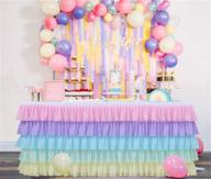 🌈 gewonelife rainbow tulle table skirt: vibrant tutu decor for baby shower, birthday party, and more! логотип