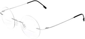 img 4 attached to Titanium Alloy Round Rimless Frame Bifocal 👓 Reading Glasses: Stylish Lightweight Eyeglasses for Men and Women