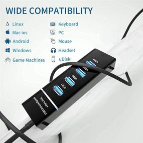 img 3 attached to 🔌 YazooTech USB 3.0 Data Hub - 4-Port USB Splitter for PS4/PS4 Slim/PS4 Pro/Xbox One - High Speed USB Cable Adapter - Compatible with PC, MacBook, Xbox One, Computer - Slim Black Design (1 FT Cable)