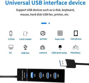 img 2 attached to 🔌 YazooTech USB 3.0 Data Hub - 4-Port USB Splitter for PS4/PS4 Slim/PS4 Pro/Xbox One - High Speed USB Cable Adapter - Compatible with PC, MacBook, Xbox One, Computer - Slim Black Design (1 FT Cable)