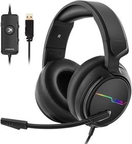 img 4 attached to 🎧 Jeecoo Xiberia USB Pro Gaming Headset for PC- Immersive 7.1 Surround Sound Experience with Noise Cancelling Mic- Comfortable Memory Foam Ear Pads and RGB Lights- Perfect for Laptops