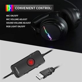 img 2 attached to 🎧 Jeecoo Xiberia USB Pro Gaming Headset for PC- Immersive 7.1 Surround Sound Experience with Noise Cancelling Mic- Comfortable Memory Foam Ear Pads and RGB Lights- Perfect for Laptops