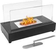 mr.ton bio-ethanol fire pit - tabletop rectangle fireplace, portable indoor outdoor fire bowl pot, ventless & black logo