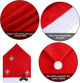 img 2 attached to 🎅 ADXCO 6 Christmas Chair Covers with Santa Claus Hat Slipcover - Xmas Chair Back Covers for Festive Dining Decoration, Christmas Banquet, and Holiday Festival Decor