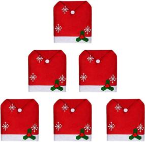 img 1 attached to 🎅 ADXCO 6 Christmas Chair Covers with Santa Claus Hat Slipcover - Xmas Chair Back Covers for Festive Dining Decoration, Christmas Banquet, and Holiday Festival Decor