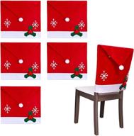 🎅 adxco 6 christmas chair covers with santa claus hat slipcover - xmas chair back covers for festive dining decoration, christmas banquet, and holiday festival decor logo