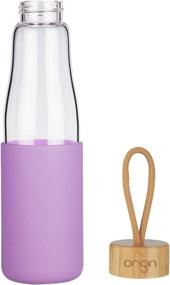 img 3 attached to 🍃 Origin Lavender Glass Water Bottle: BPA-Free with Silicone Sleeve & Bamboo Lid - Dishwasher Safe (16 oz)