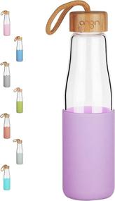 img 4 attached to 🍃 Origin Lavender Glass Water Bottle: BPA-Free with Silicone Sleeve & Bamboo Lid - Dishwasher Safe (16 oz)