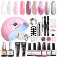 💅 modelones gel nail polish kit with uv light and poly extension gel - 8 colors (6 gel nail polish + 2 extension gel), 23 varieties of rhinestones and glitter for nail art manicure salon - complete set with 48w lamp logo