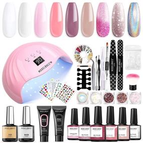 img 4 attached to 💅 Modelones Gel Nail Polish Kit with UV Light and Poly Extension Gel - 8 Colors (6 Gel Nail Polish + 2 Extension Gel), 23 Varieties of Rhinestones and Glitter for Nail Art Manicure Salon - Complete Set with 48W Lamp