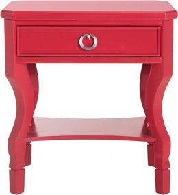 img 3 attached to 🔴 Safavieh Home Collection Alaia Red Nightstand with 1 Drawer