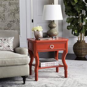 img 4 attached to 🔴 Safavieh Home Collection Alaia Red Nightstand with 1 Drawer