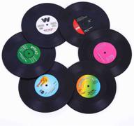 colorful retro vinyl record disk coasters - set of 6 with gift box: prevent furniture from dirt and scratches - 4.2 inch coasters for drinks logo