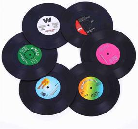 img 4 attached to Colorful Retro Vinyl Record Disk Coasters - Set of 6 with Gift Box: Prevent Furniture from Dirt and Scratches - 4.2 Inch Coasters for Drinks