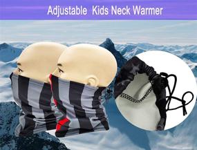 img 3 attached to 2-Pack Kids Winter Neck Warmer Fleece Ski Neck Gaiter Face Cover Mask for Boys Girls with Flag Skull Design