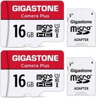 gigastone 16gb 2-pack micro sd card с microsd к sd адаптером - камера плюс, карта памяти для wyze cam, безопасности камера, смартфон - полное hd видеозаписи, uhs-i u1 c10, до 85 мб/с логотип