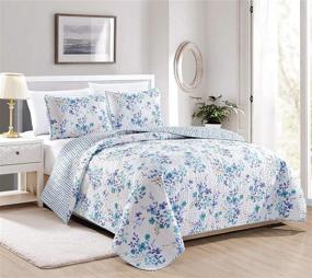 img 1 attached to 🌸 Great Bay HOME April Morning Collection 3 Piece Quilt Set: Reversible Floral Bedspread Coverlet for Full/Queen Size Beds. Machine Washable, Multi-Colored Design.