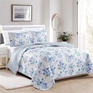 🌸 great bay home april morning collection 3 piece quilt set: reversible floral bedspread coverlet for full/queen size beds. machine washable, multi-colored design. logo