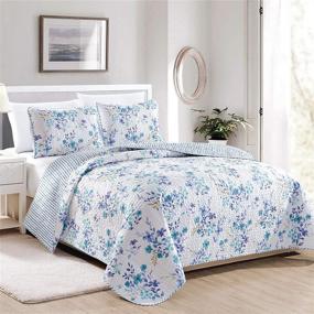 img 4 attached to 🌸 Great Bay HOME April Morning Collection 3 Piece Quilt Set: Reversible Floral Bedspread Coverlet for Full/Queen Size Beds. Machine Washable, Multi-Colored Design.