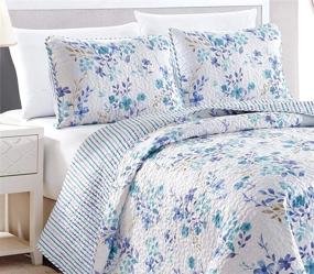 img 2 attached to 🌸 Great Bay HOME April Morning Collection 3 Piece Quilt Set: Reversible Floral Bedspread Coverlet for Full/Queen Size Beds. Machine Washable, Multi-Colored Design.