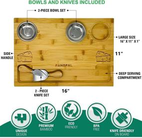 img 3 attached to 🧀 Bamboo Cheese Board Set with Bonus Stainless Steel Knives & Bowls - Large Wooden Serving Tray for Wine, Cracker, Brie, Meat, Dip, Chip by PandPal