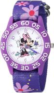 🌸 adorable disney girls minnie mouse watch with purple nylon strap - model wds000498 logo