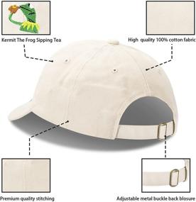 img 2 attached to 🐸 Marthasky Kermit The Frog Sipping Tea Adjustable Strapback Cap: A Perfect Blend of Style and Whimsy