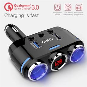 img 2 attached to 🚗 Черный двойной автомобильный адаптер 12V с выключателем и дисплеем напряжения LED - разветвитель прикуривателя, совместимый с QC 3.0