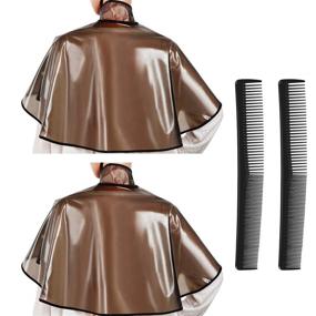 img 4 attached to 💦 Waterproof Hair Capes Set: 4 Pcs Hair Shampoo Cape, Barber Hair Dye Cape, Coloring & Cutting Capes with Hair Combs - Ideal for Barber Salons, Hairdressing & Makeup