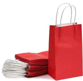 img 4 attached to 🎁 Red Paper Gift Bags with Handles for Birthday Party Favors - 25 Pack (9 x 5.3 Inches)