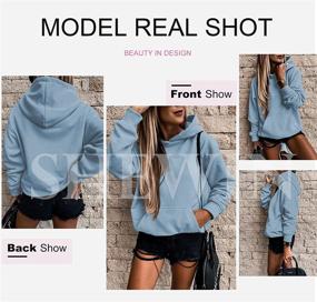 img 1 attached to 👚 Womens Casual Lightweight Hoodies - Long Sleeve Solid Pullover Tops with Pocket - Loose Sweatshirt by SHEWIN