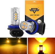 🚦 auxbeam h11 h8 h9 led fog light bulbs - 50w 3000k yellow - 8000lm extremely bright - 3030 16-smd replacement for signal, turn, parking, tail, drl - pack of 2 logo