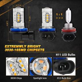 img 3 attached to 🚦 Auxbeam H11 H8 H9 LED Fog Light Bulbs - 50W 3000K Yellow - 8000LM Extremely Bright - 3030 16-SMD Replacement for Signal, Turn, Parking, Tail, DRL - Pack of 2