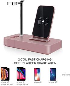 img 3 attached to 📱 Convenient Wireless Charger Stand Rose Gold - 3 in 1 Phone Qi Watch Dock - 7.5W Fast Charging - Includes AC Power Adapter (Rose Gold)