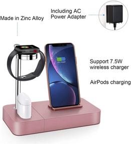 img 2 attached to 📱 Convenient Wireless Charger Stand Rose Gold - 3 in 1 Phone Qi Watch Dock - 7.5W Fast Charging - Includes AC Power Adapter (Rose Gold)