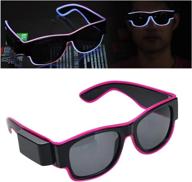 💜 glowing goggles: purple el wire decoration glasses for halloween, fashion shows, parties, and cosplay lights - usb rechargeable battery included логотип